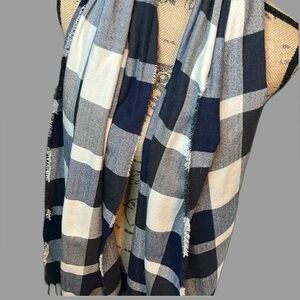 Navy and white plaid scarf